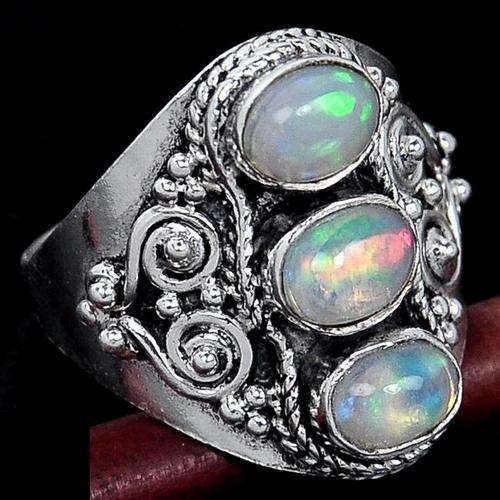 RARE and VALUABLE Authentic ETHIOPIAN OPAL .925 Sterling Silver Ring!