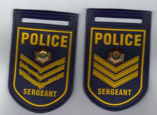 (299) SAPS pair of rank badges for Sergeant