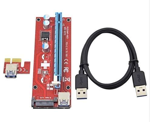 *Local Stock* PCI-E PCI E Express 1X to 16X Riser Card + USB 3.0 Data Cable SATA Power