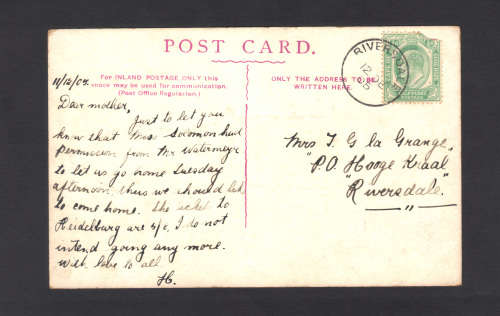 Riversdale Strike : Very clear : The town was named after the local Magistrate Harry Rivers. See mor