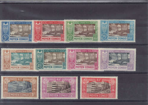 French Congo: SG No D 75-85 Very lightly hinged Postage Due stamps.