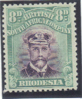 Rhodesia: Sacc no 268 8d Mauve & Greenish Blue very lightly Hinged.