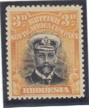 Rhodesia :  Sacc no 215 very  Mint Lightly Hinged. Black and yellow
