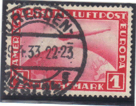 Michel no 455  . Both Stamps are used Zeppelin  with Nice clear strikes.  Dresden and Frankfort