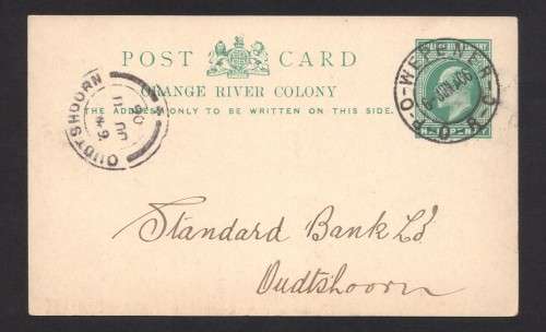 Orange River Colony: Postal stationary used at Wepener to Oudthoorn