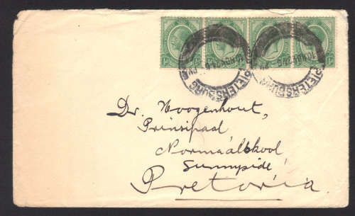 Union Of South Africa: Pietersburg  strike   4 X 1/2d Stamps Pays the going postal rate
