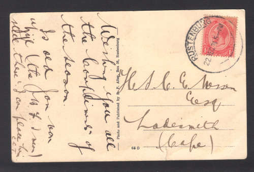 Union Of South Africa: Post Card Rustenburg : Waterval. Clean card  Very good Rustenburg Strike