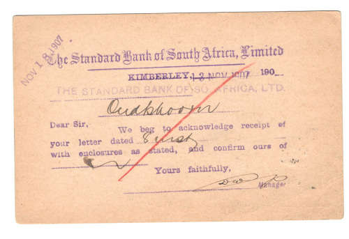 Cape Of Good Hope : Kimberley Strike  Nov 1907  to Oudtshoorn  western Cape.