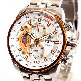 Casio Edifice Mens - Tachymeter - Day & Date and  Spherical Glass -EF-558D-7AV
