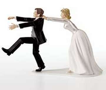 Wedding Cake Topper - Runaway Groom, caught you