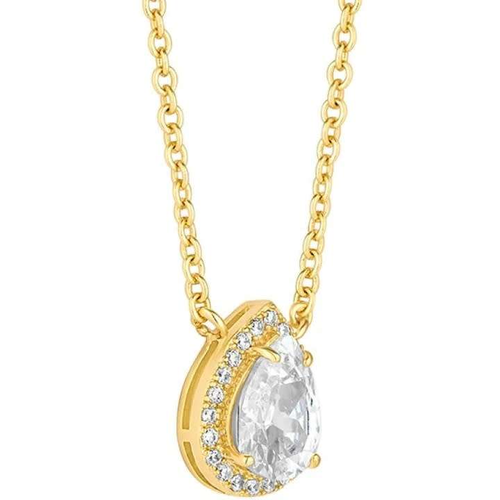 Diamond Style London Droplet Pendant  14K Plated, Embellished with Crystals from Swarovski + Chain