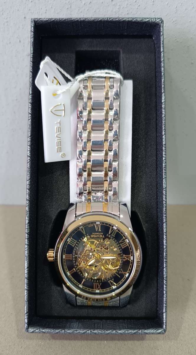 Tevise Mens Skeleton Classic Steel Automatic Watch