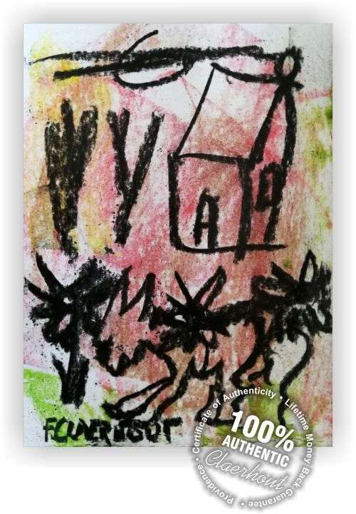 Original Frans Claerhout Mixed Media - Donkey & Flowers (Small)