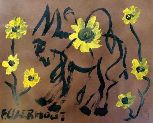 Frans Claerhout, Famous Donkey! Large Acrylic On Paper, 420mm x 590mm - Comes with COA.