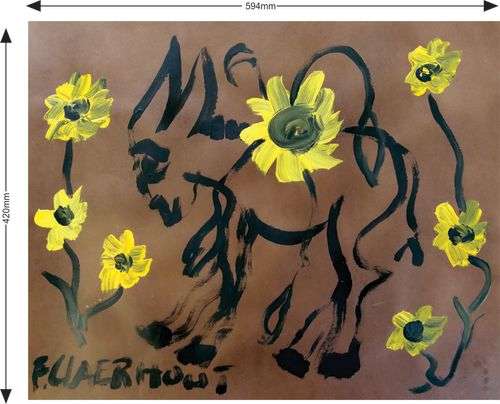 Frans Claerhout, Famous Donkey! Large Acrylic On Paper, 420mm x 590mm - Comes with COA.