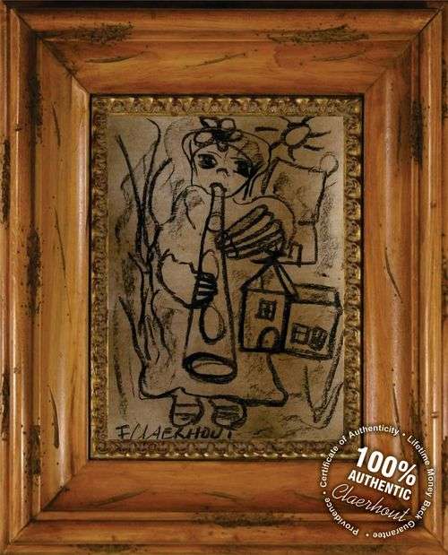 LARGE Frans Claerhout - Church Flute Player - Great Investment Art! Signed and dated!