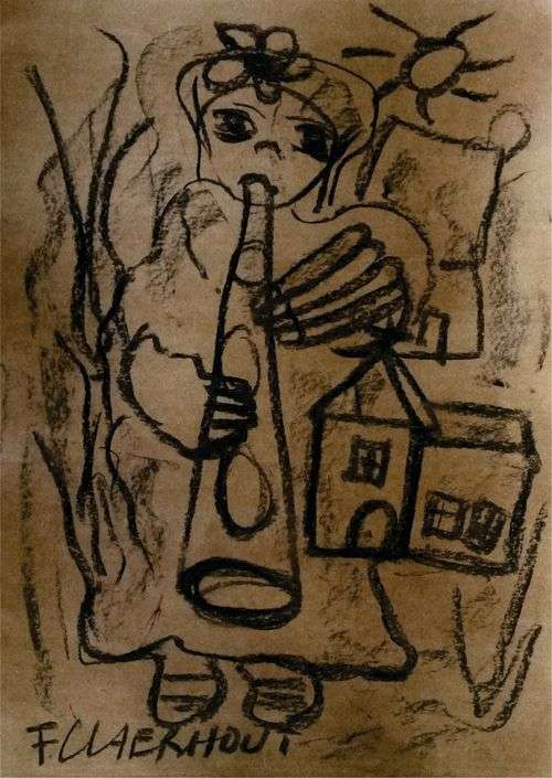 LARGE Frans Claerhout - Church Flute Player - Great Investment Art! Signed and dated!