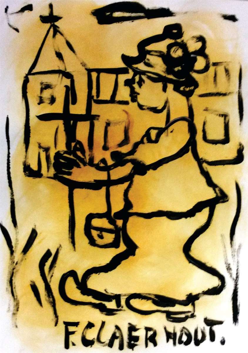 Frans Claerhout - On The Way To Church - Mixed Media, Signed and Dated, Tweespruit! INVESTMENT ART!