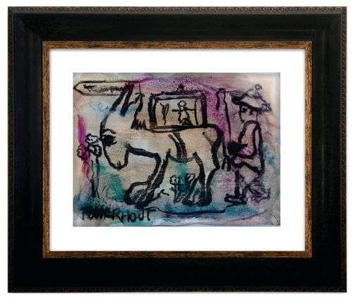 FRANS CLAERHOUT - Donkey - Mixed Media, signed and dated with COA.