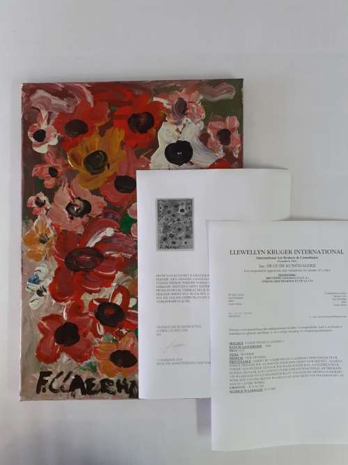 Frans Claerhout - FLOWERS - Acrylic on canvas. Signed and dated on back with COA
