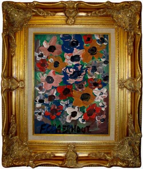 Frans Claerhout - FLOWERS - Oil on board. Signed and dated on back with COA