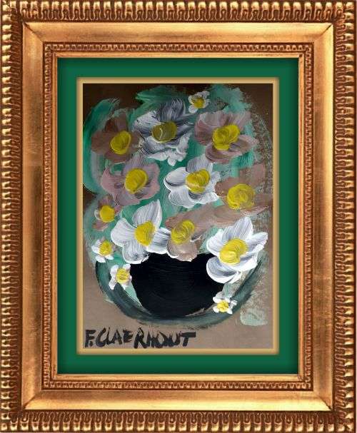 Frans Claerhout - Flowers - LARGE Acrylic On Thick Paper - Signed & Dated, COA.