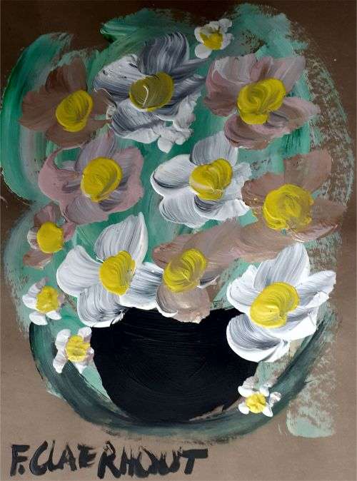 Frans Claerhout - Flowers - LARGE Acrylic On Thick Paper - Signed & Dated, COA.