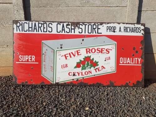 Original Vintage 5 Roses Porcelain Enamel Sign!!!