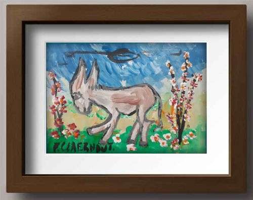Frans Claerhout - Donkey - Acrylic On Cardboard, Stunning!!! 42cm x 30cm.