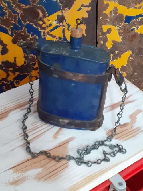 Vintage WWI Cobalt Blue Enamel Military Drinking Water Bottle