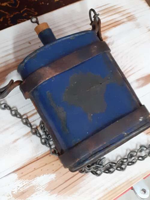 Vintage WWI Cobalt Blue Enamel Military Drinking Water Bottle