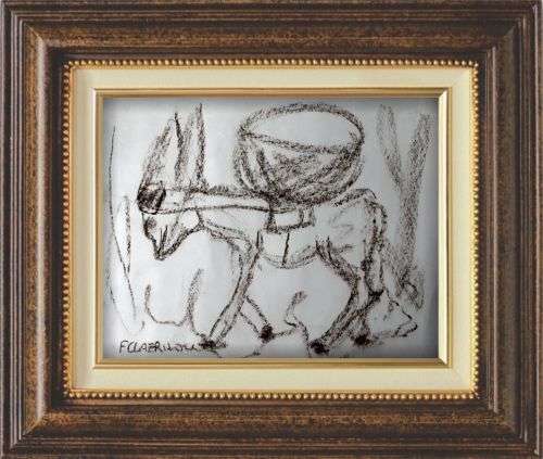 MAKE AN OFFER!! Frans Claerhout - Donkey - Pastel - Signed and dated, COA included!!!
