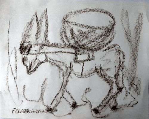 MAKE AN OFFER!! Frans Claerhout - Donkey - Pastel - Signed and dated, COA included!!!