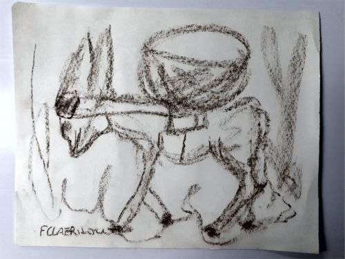 MAKE AN OFFER!! Frans Claerhout - Donkey - Pastel - Signed and dated, COA included!!!