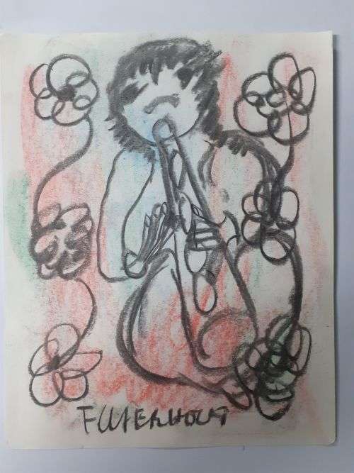 MAKE AN OFFER!! Frans Claerhout - Flute Player - Pastel - Signed and dated, COA included!!!