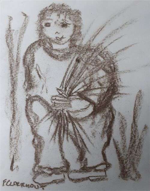 MAKE AN OFFER!! Frans Claerhout - Farmer - Pastel - Signed and dated, COA included!!!