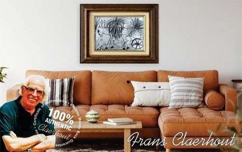 Frans Claerhout - Charcoal on paper, unframed, size 84cm x 60cm with COA.