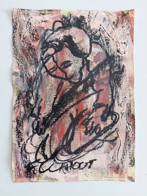 Frans Claerhout - Mixed media on paper - Unframed with COA, signed on the back