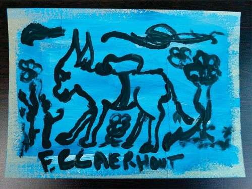 Frans Claerhout - DONKEY - Unframed with COA, signed with Claerhout bird on the back in pen