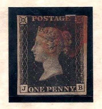 1840 Penny Black in Fine used, three margin condition - in folder but easily removed