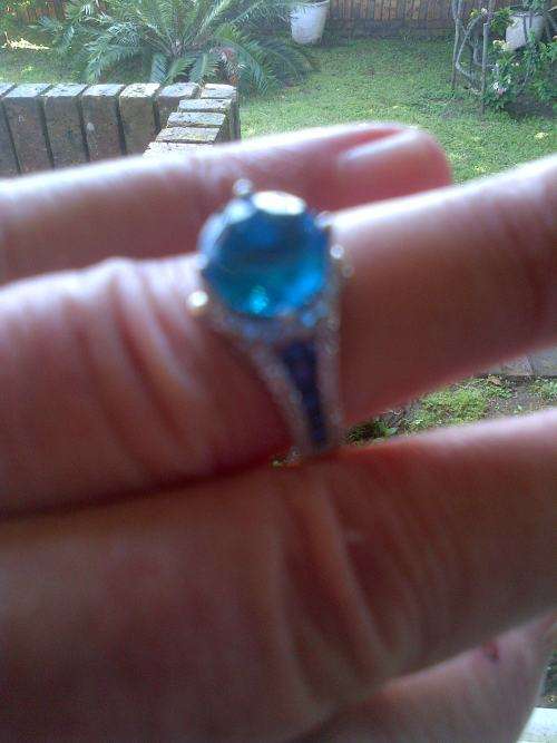 Blue Aquamarine Women Fashion Jewelry Gems Silver Ring Sz 9