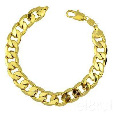 9" Chunky 24k Yellow Gold Filled Mens Bracelet. Lovely