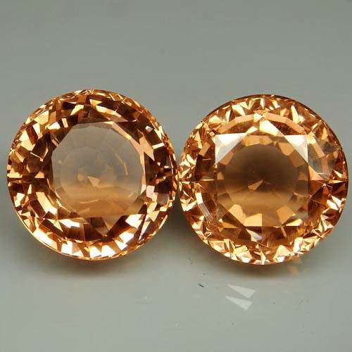 Smart Pair!!! 35.6ct. Peach Orange Morganite Round