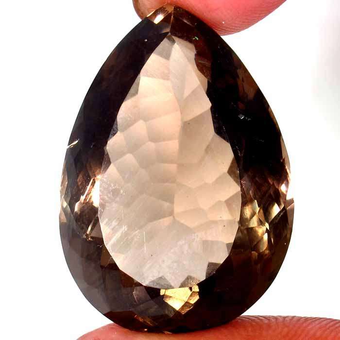!!STUNNING!! 46.90ct NATURAL GOLDEN BROWN SMOKY QUARTZ. PEAR CUT.
