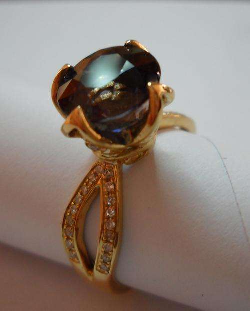 *EXCLUSIVE AAA* 4.04ct Titanium Purple Spinel + 0.15ct Accent Diamonds Set In 10k Yellow Gold