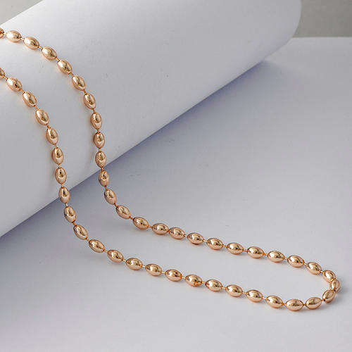 Fashion Jewelry womans 9k Yellow Gold Filled Oval Beads Link Necklace. Lovely