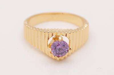 Purple Amethyst Set In 10k Yellow Gold Filled Ring. Fantastic