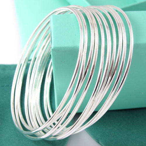 10 Peice 925 Sterling Silver Charm Circle Bangles