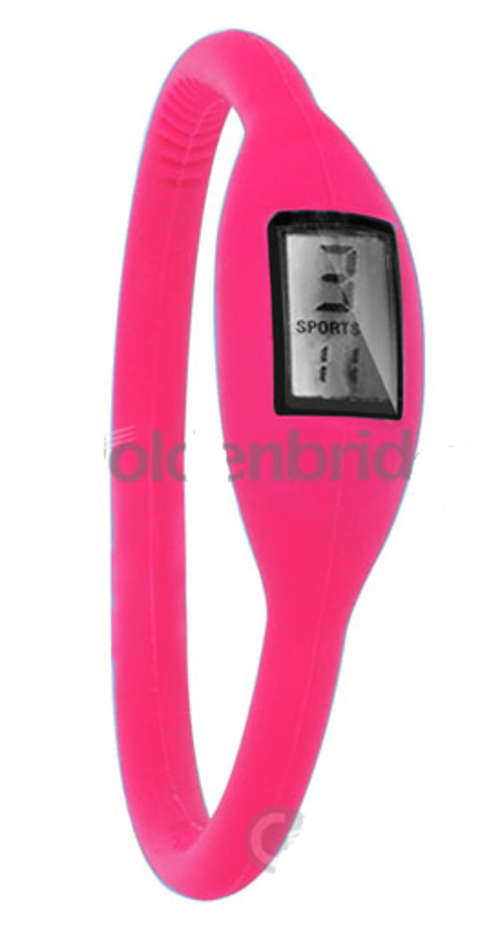 Anion Sports Watch Ultra-Slim Silicone Digital Bracelet Wrist Ion Light Christmas Wrist (pink)