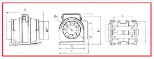 Hydor IMF Plastic Inline Fan - 100mm, 225 m3/h